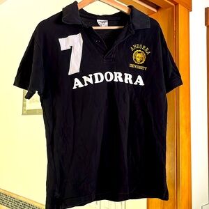 Men’s size small embroidered Andorra University polo shirt
